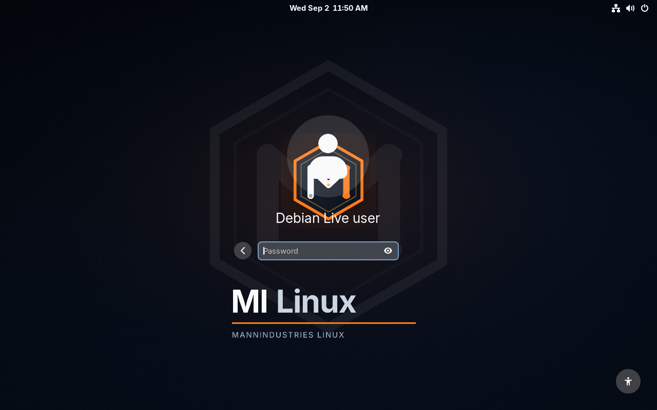 MI Linux live OS password prompt